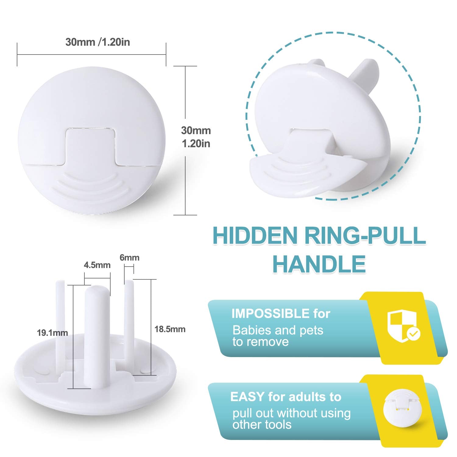PRObebi outlet covers white-backdrop photo highlights unobtrusive color blending with decor.