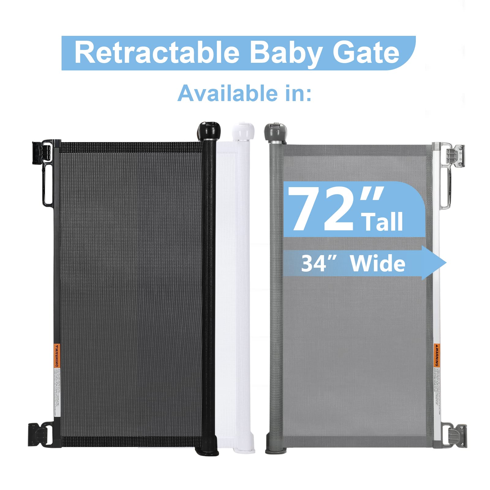 PRObebi retractable gate grey extended width for wide openings