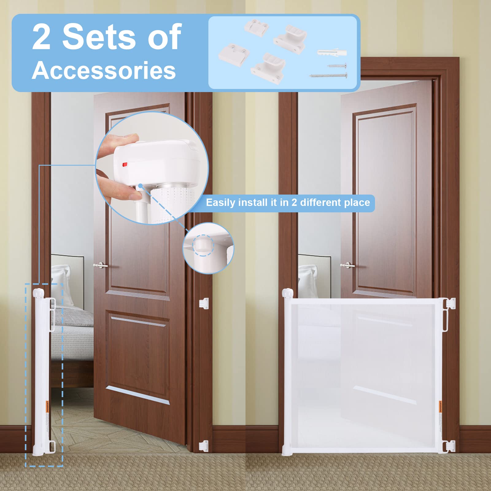PRObebi gate suitable for indoor and outdoor use with durable mesh.