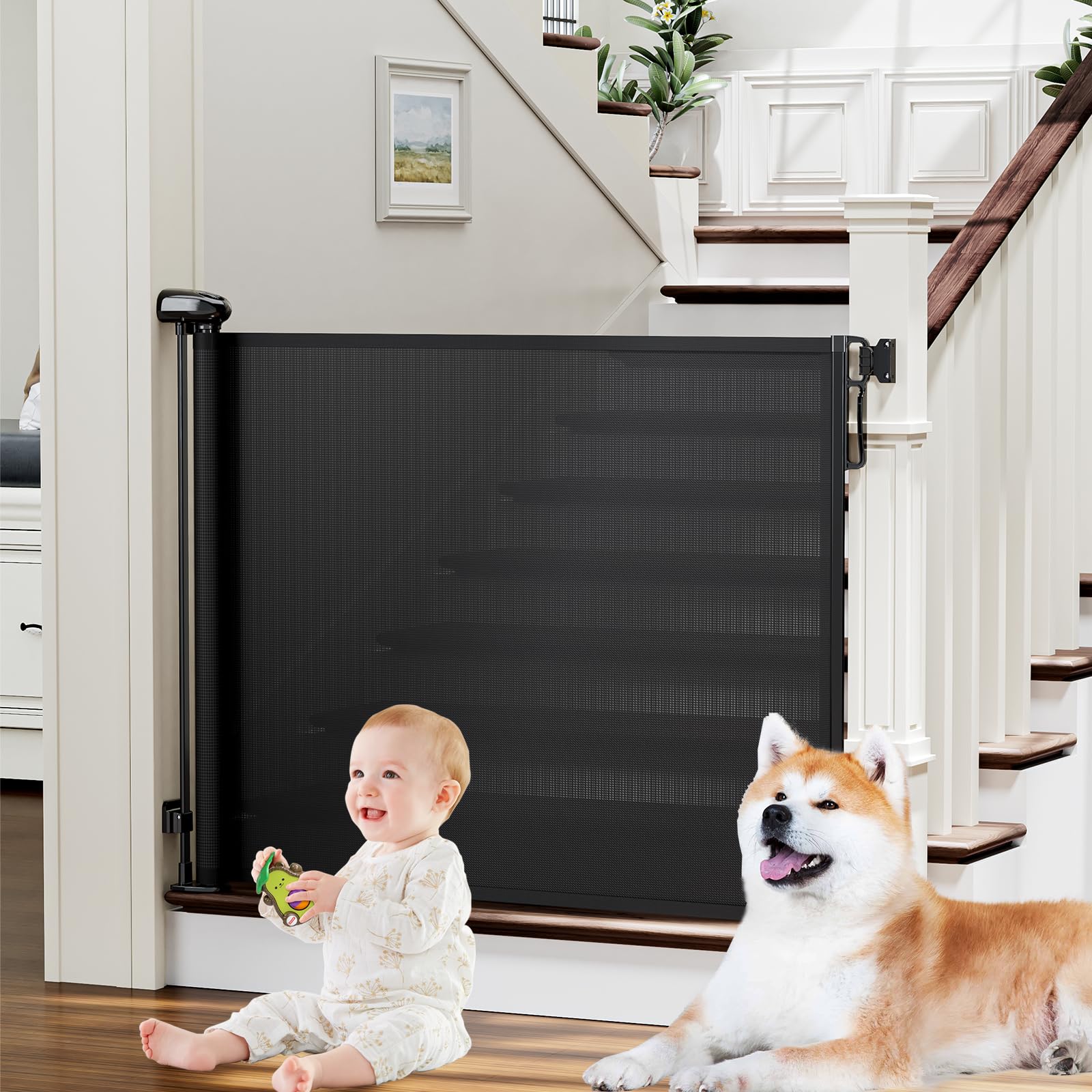 PRObebi retractable gate extended to 72 inches for wide entryways safety.