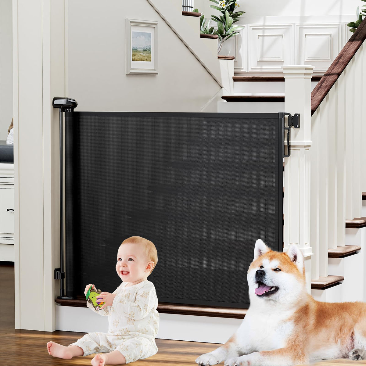 PRObebi retractable gate extended to 72 inches for wide entryways safety.