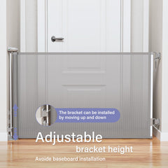 PRObebi retractable gate baseboard adjustable bracket protects baseboards during installation.