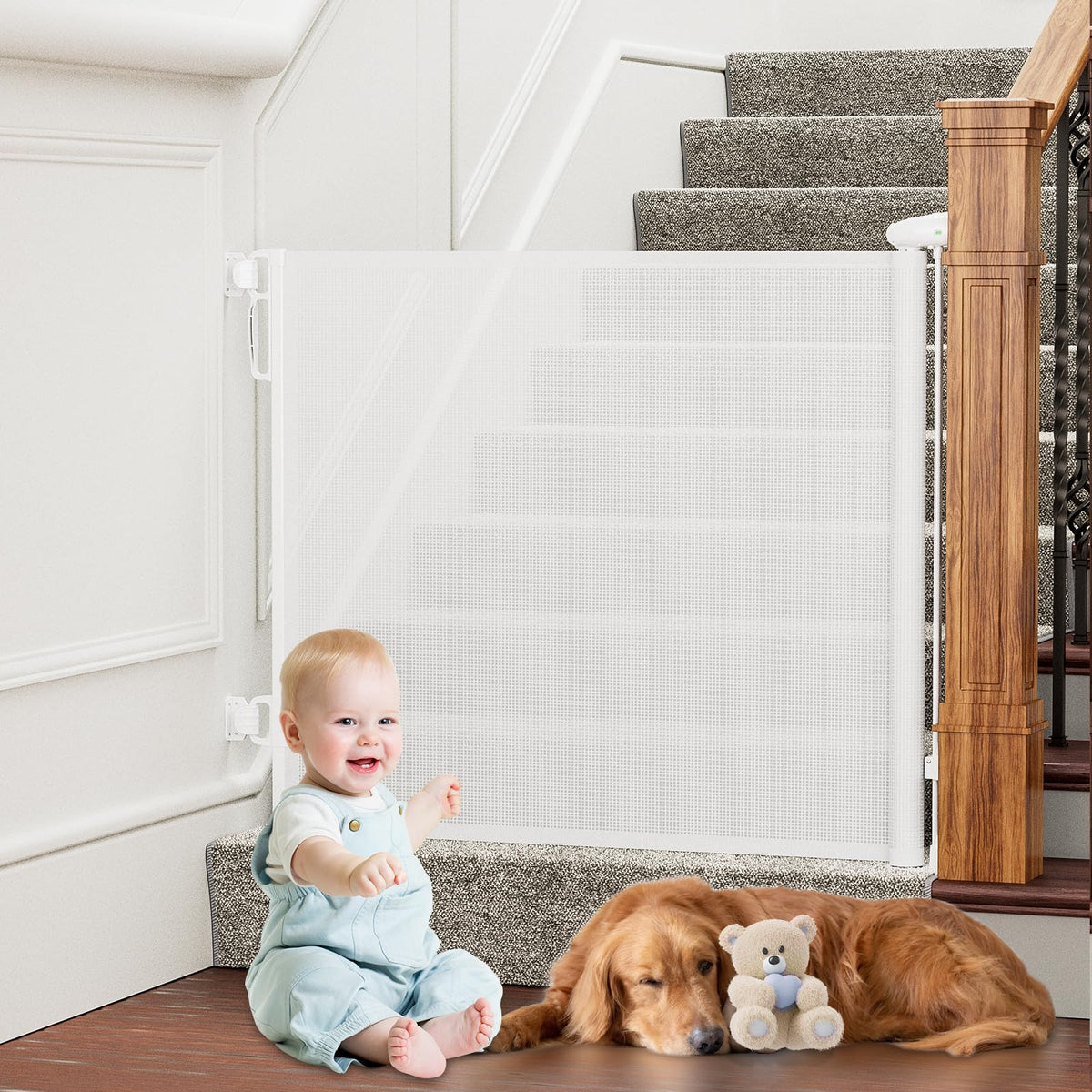 PRObebi retractable gate extended to 54 inches for wide openings