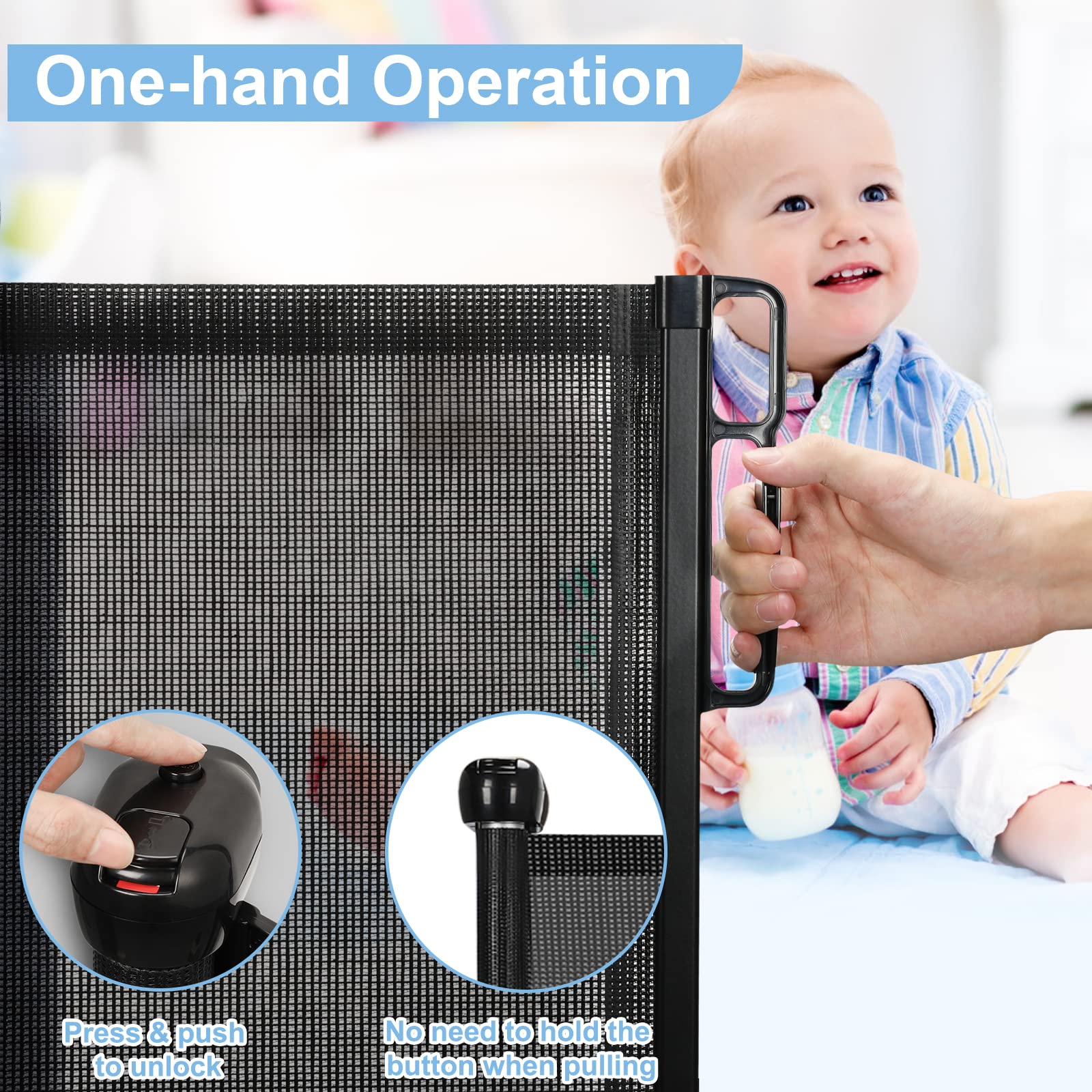 PRObebi retractable gate includes hardware for easy two-location installation.
