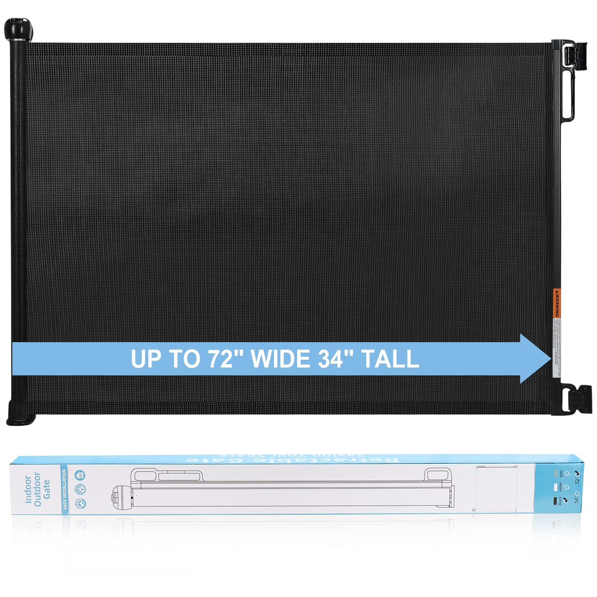 PRObebi retractable gate mesh extended showing wide doorway access and safety.