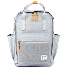 Product of the North Elkin backpack front view highlights durable vegan zipper pulls for easy access.