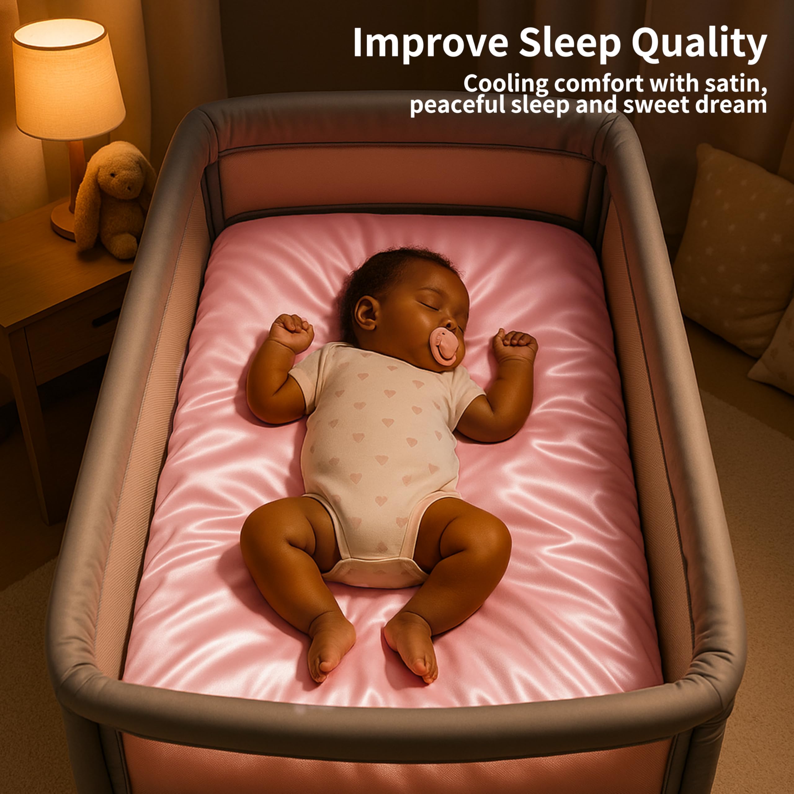 Silky-smooth feel against baby skin supports comfortable naps.