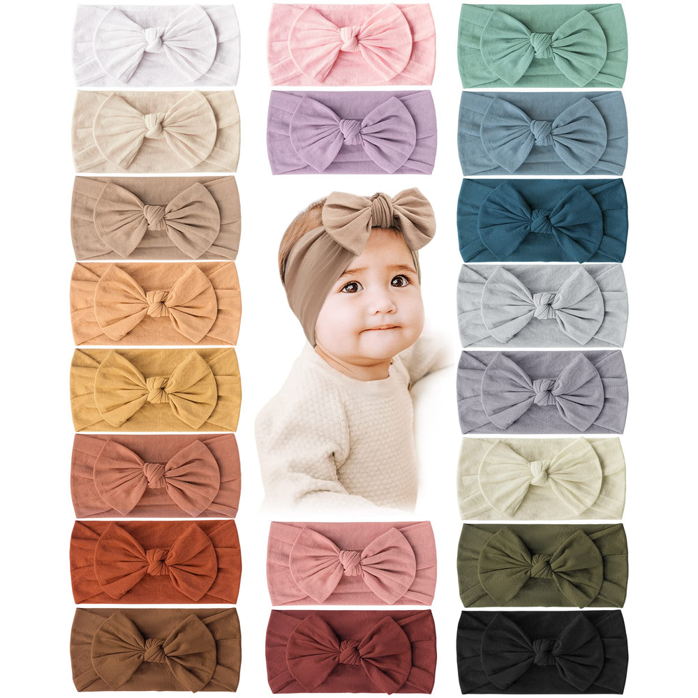 Prohouse 20pc baby nylon headbands colors display for easy outfit matching.