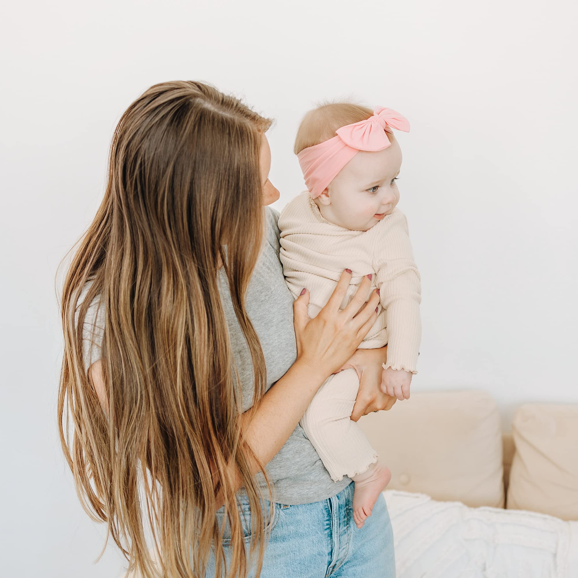 Prohouse clay color headbands add soft, stylish accents to outfits.