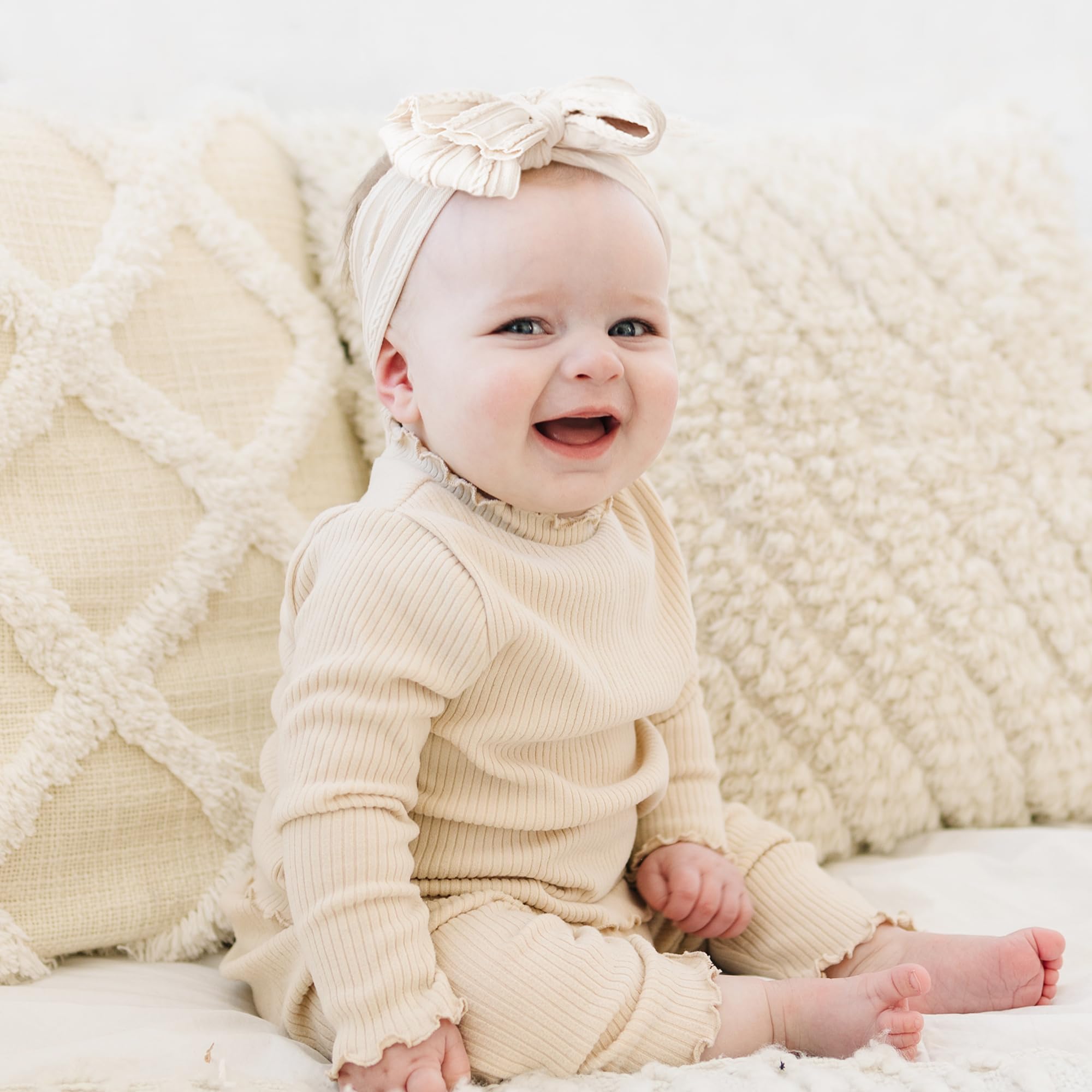 Prohouse baby headbands gray; pairs with many outfits for coordinated looks