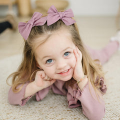 Prohouse linen fabric soft bows detail—gentle touch for delicate hair.