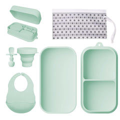 Proium travel silicone feeding set with suction plates keeps meals tidy on the go