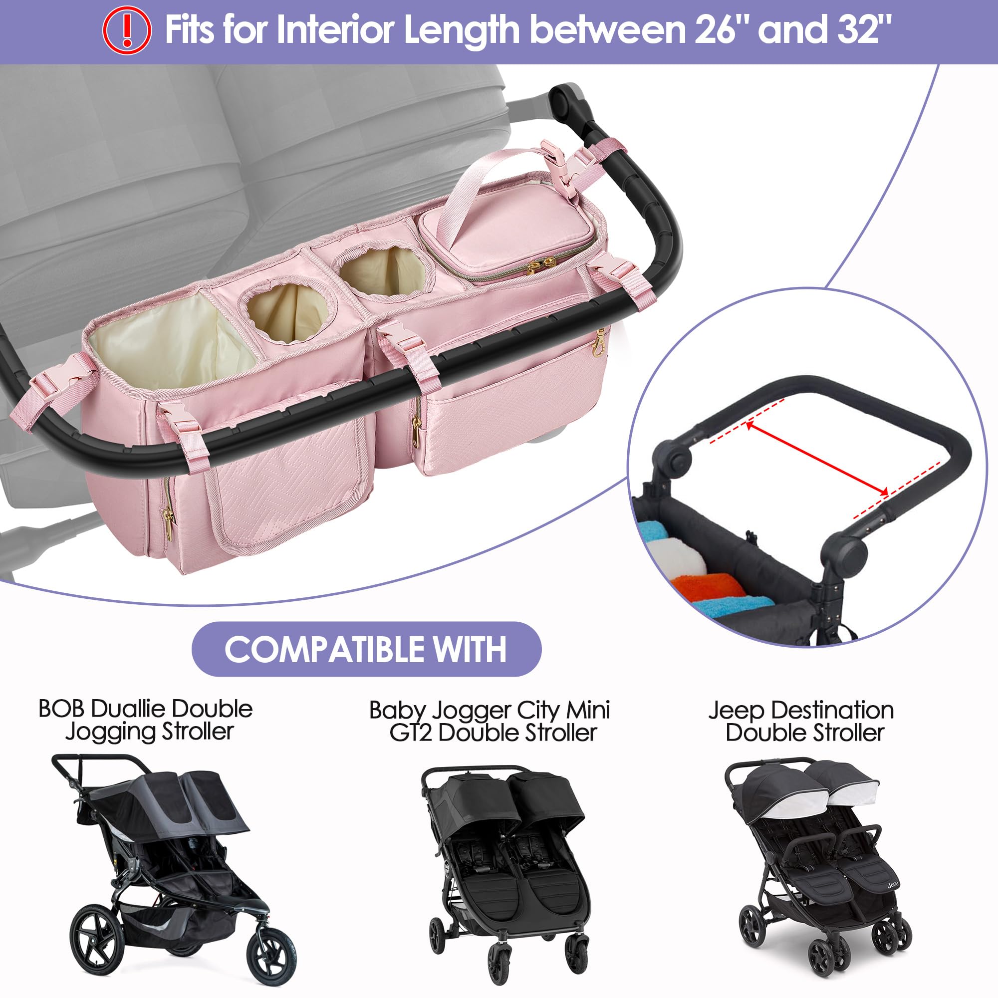 Prokva organizer fits Baby Jogger City Mini GT2 double for organized outings