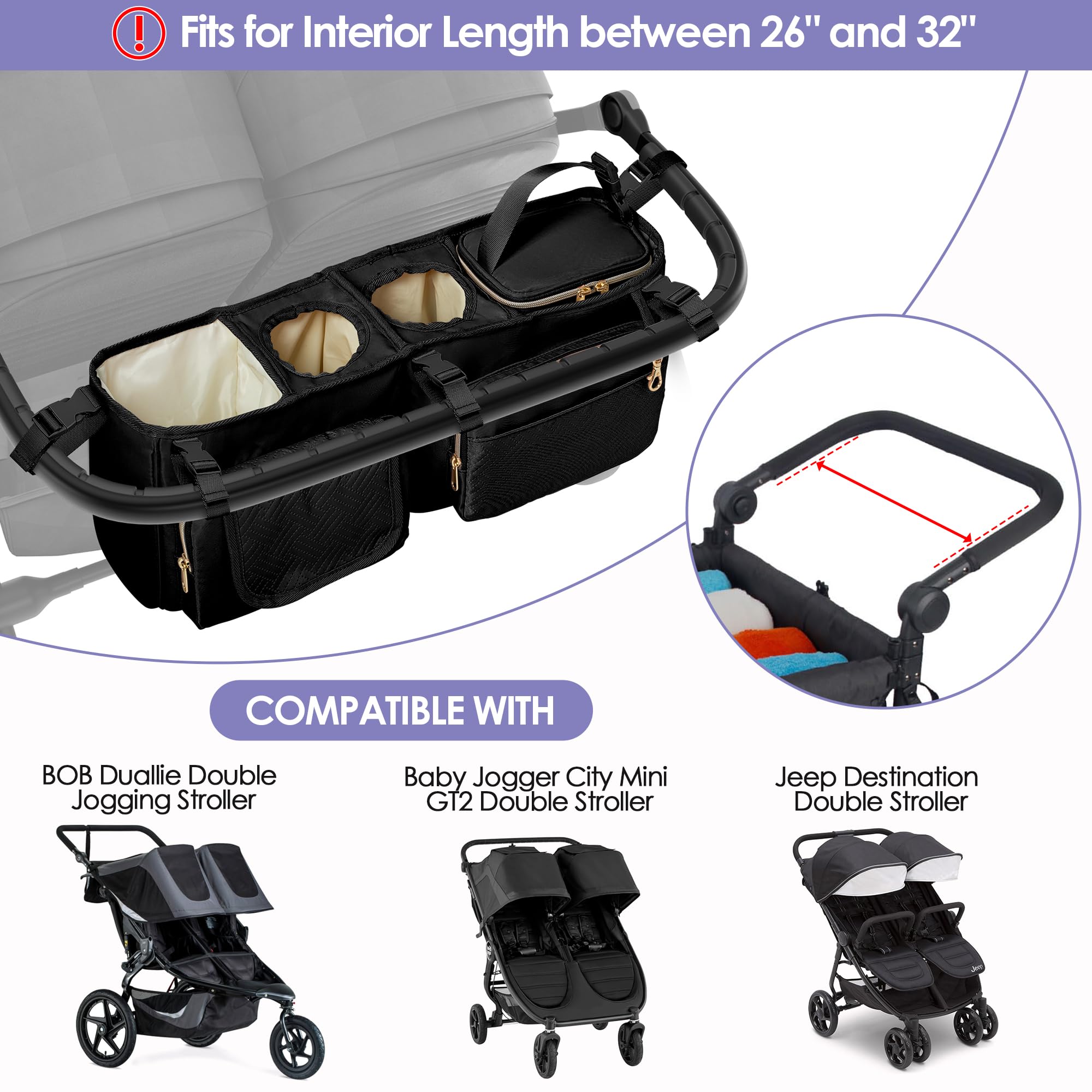 Prokva stroller organizer cup-holder close-up for easy access to drinks