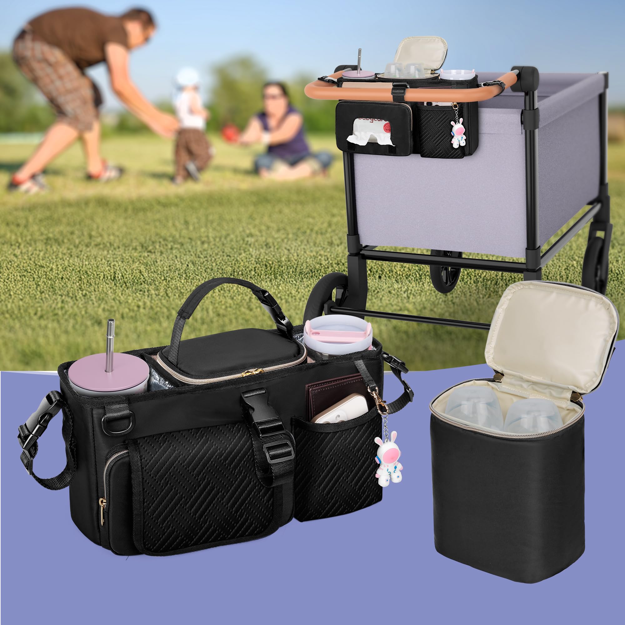 Prokva three adjustable buckle straps secure the organizer to your stroller.