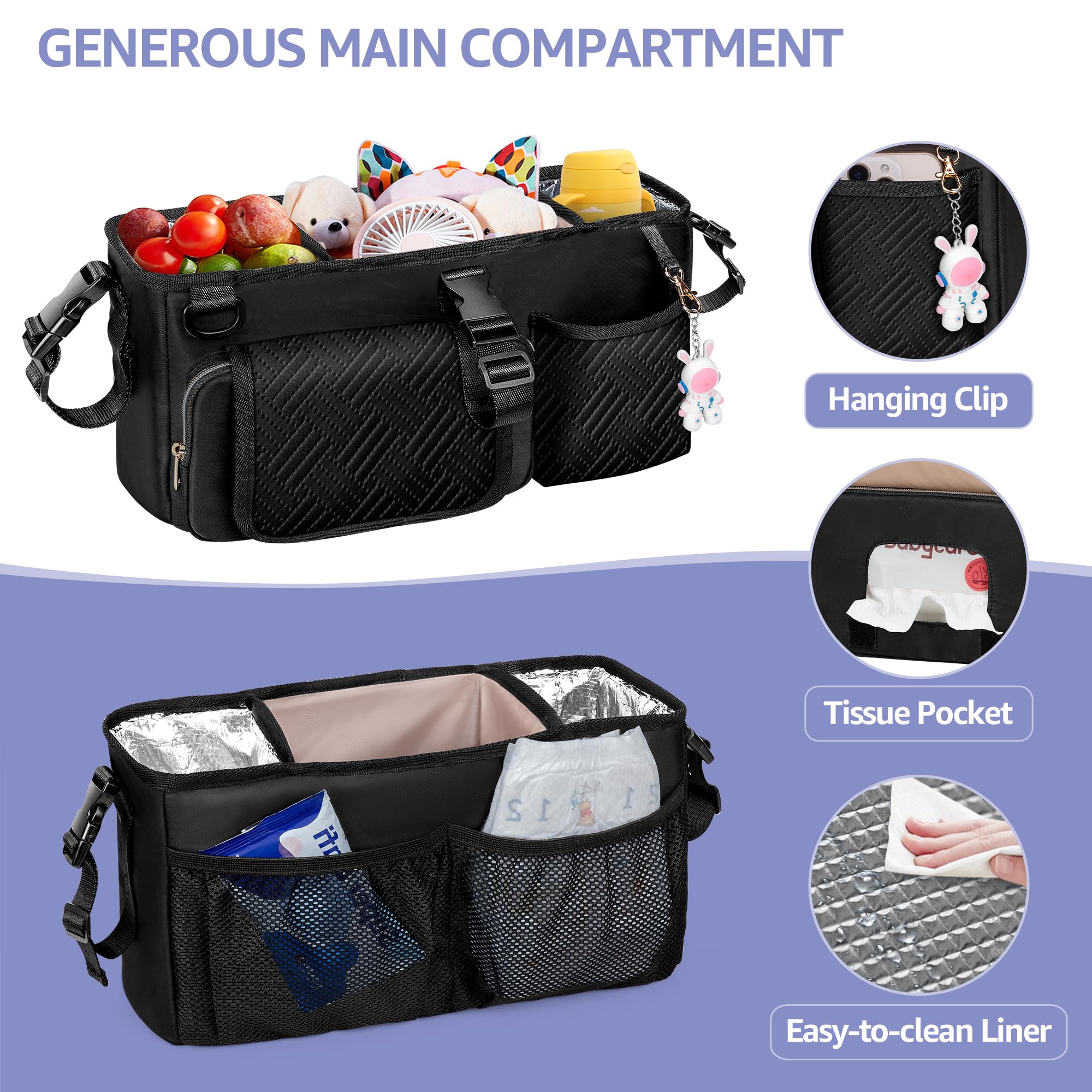 Prokva front flap pocket provides easy access to tissues or wipes.