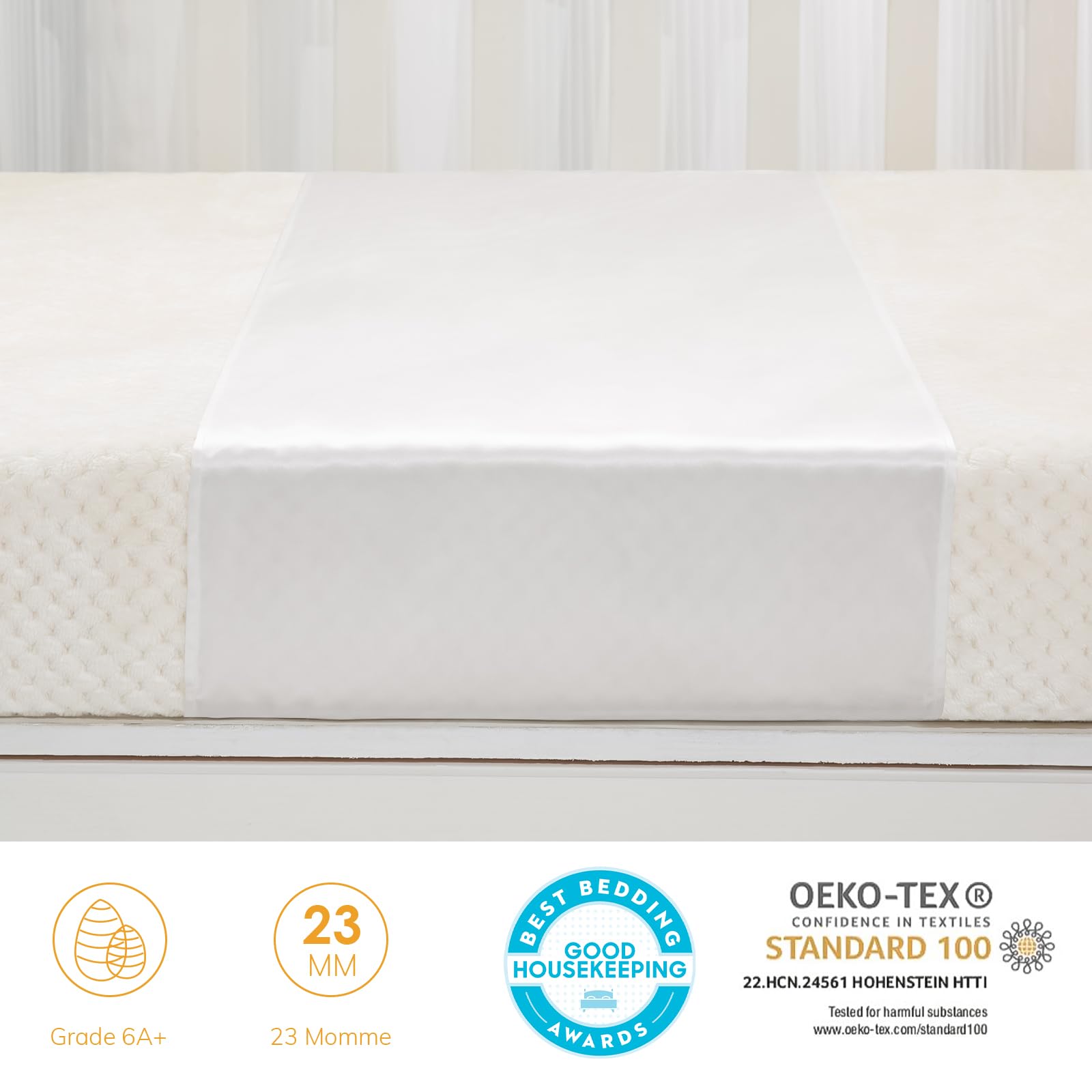PROMEED 23 Momme Silk Crib Slip in a sleeping baby scene promoting gentle sleep