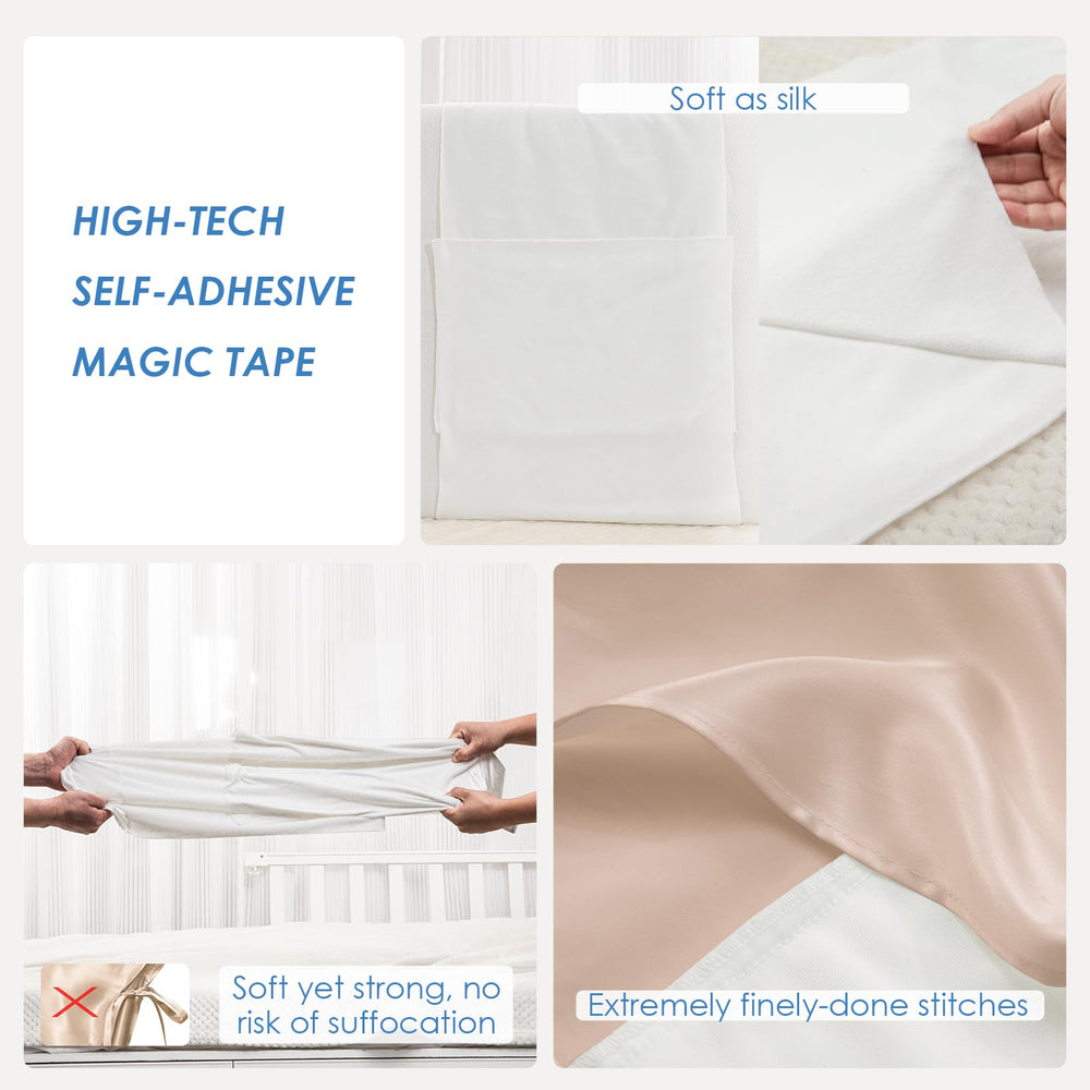 PROMEED silk crib half sleeve sheet illustrating baby skin comfort and reduced friction