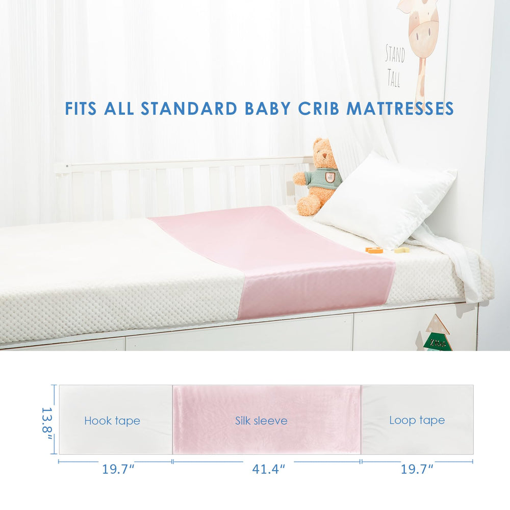 PROMEED silk crib sheet wash-care illustration of machine washing and mesh bag