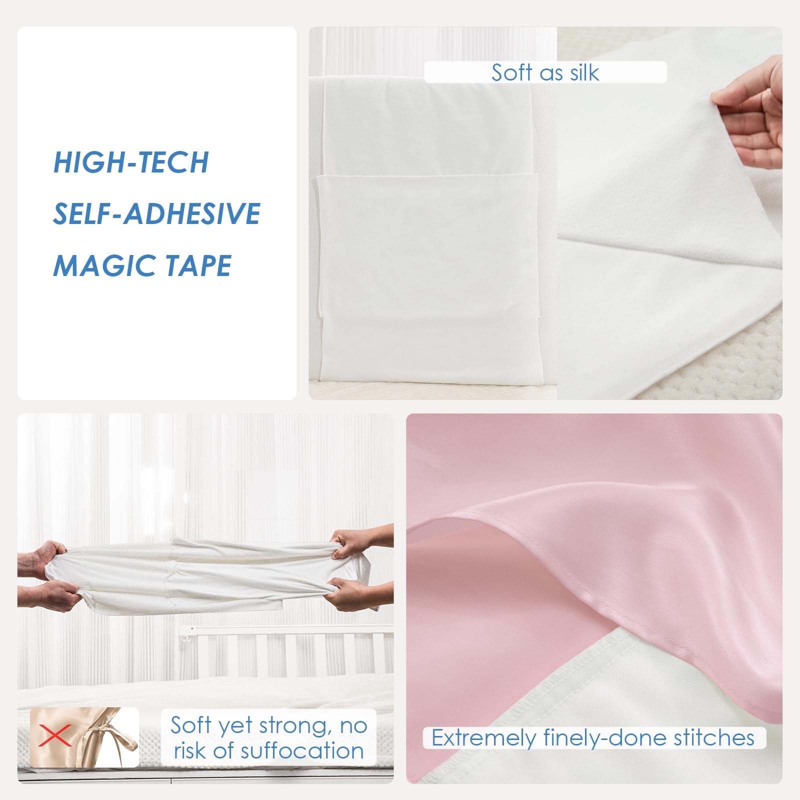 PROMEED silk crib slip adjustable magic-tape ensures versatile fit for most cribs