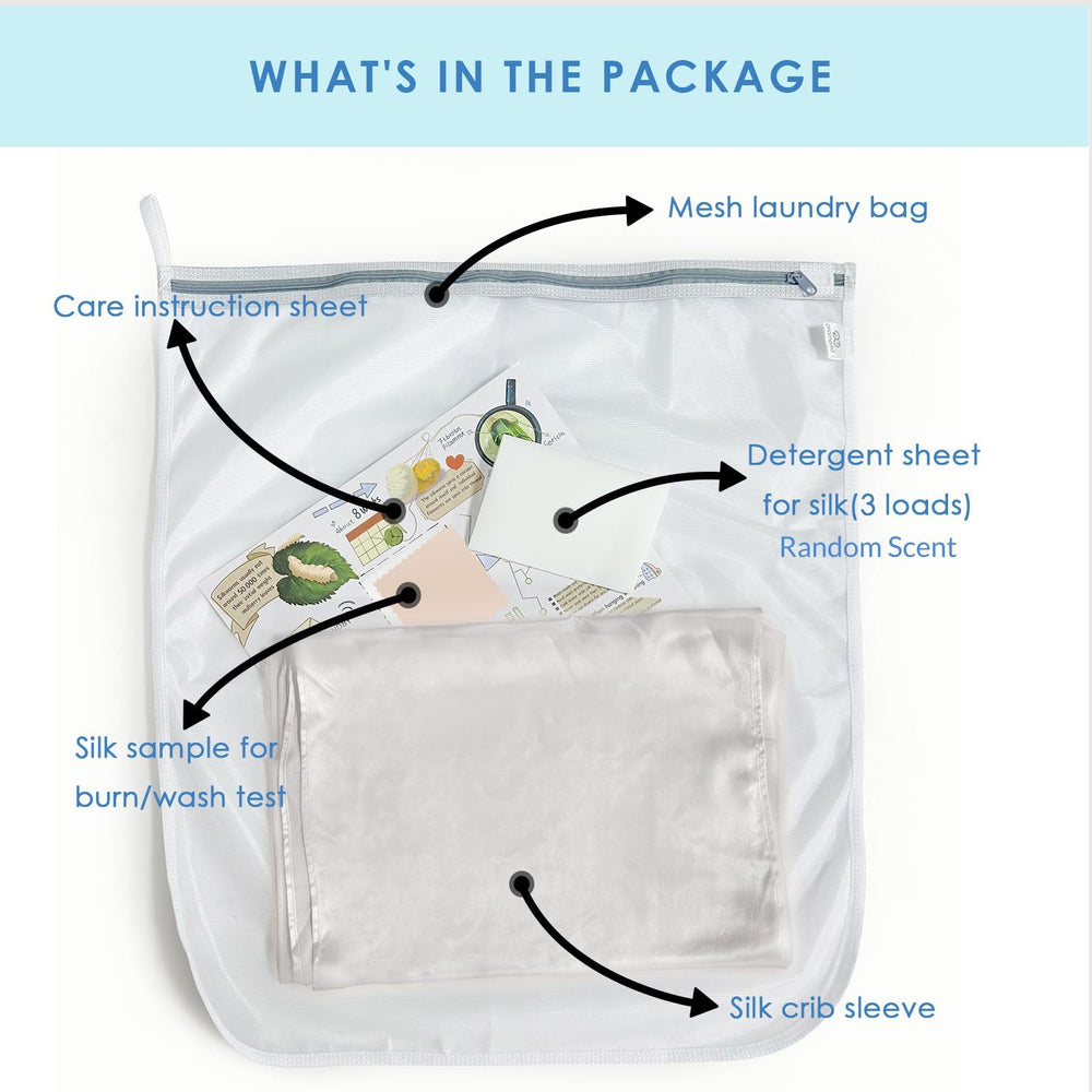 PROMEED wash-care guidance image shows machine washing silk sleeve for easy care.