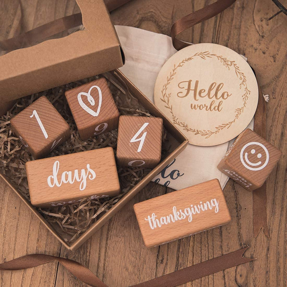 Promise Babe milestone blocks are stackable to aid hand-eye coordination.