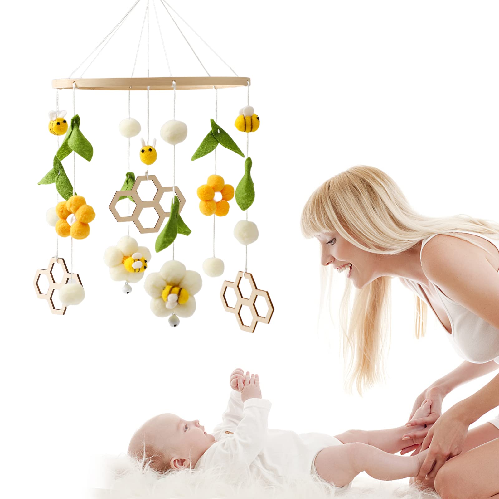 Promise Babe nursery mobile colorful display stimulates infant attention and exploration.