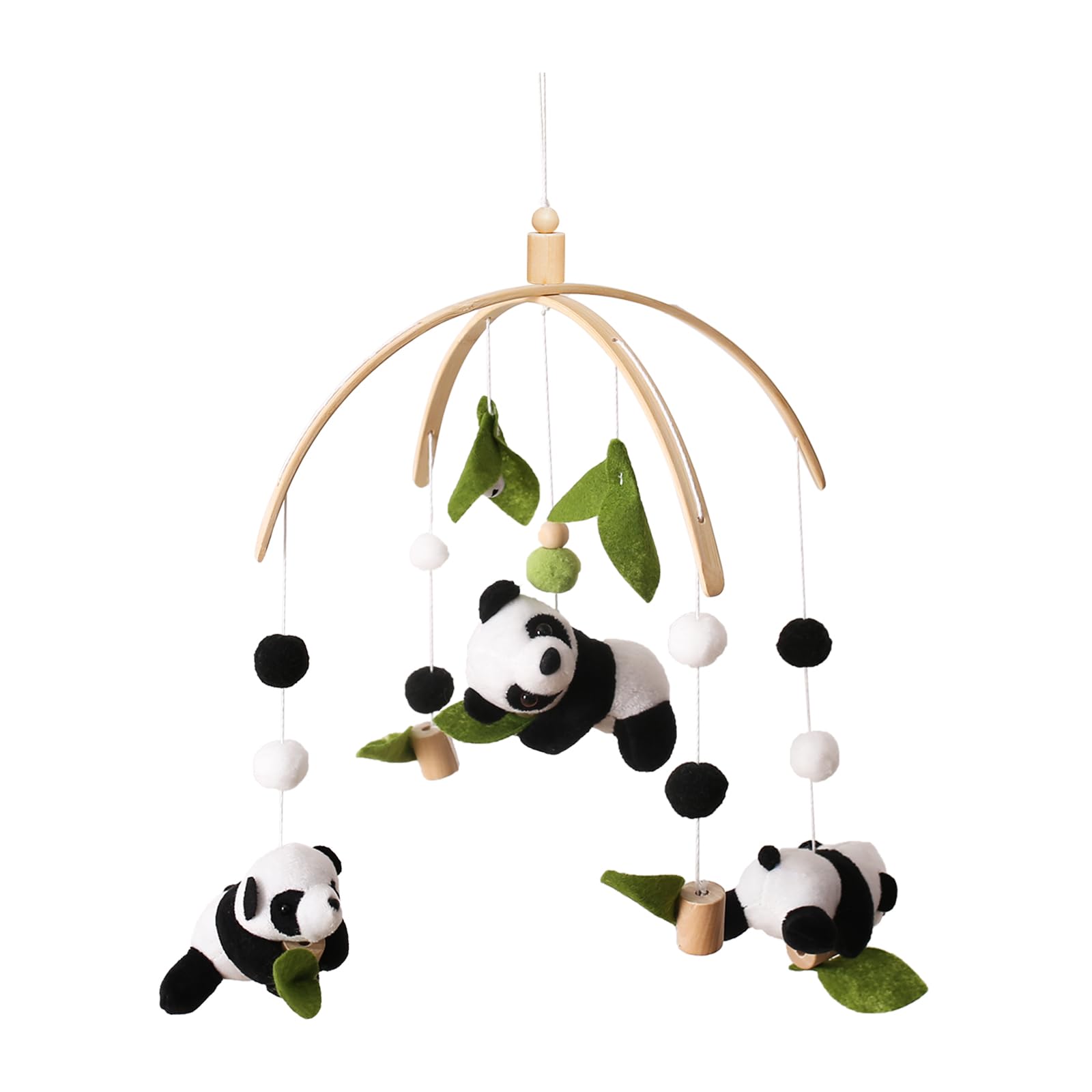 Promise Babe panda mobile on crib shows soothing high-contrast visuals for baby