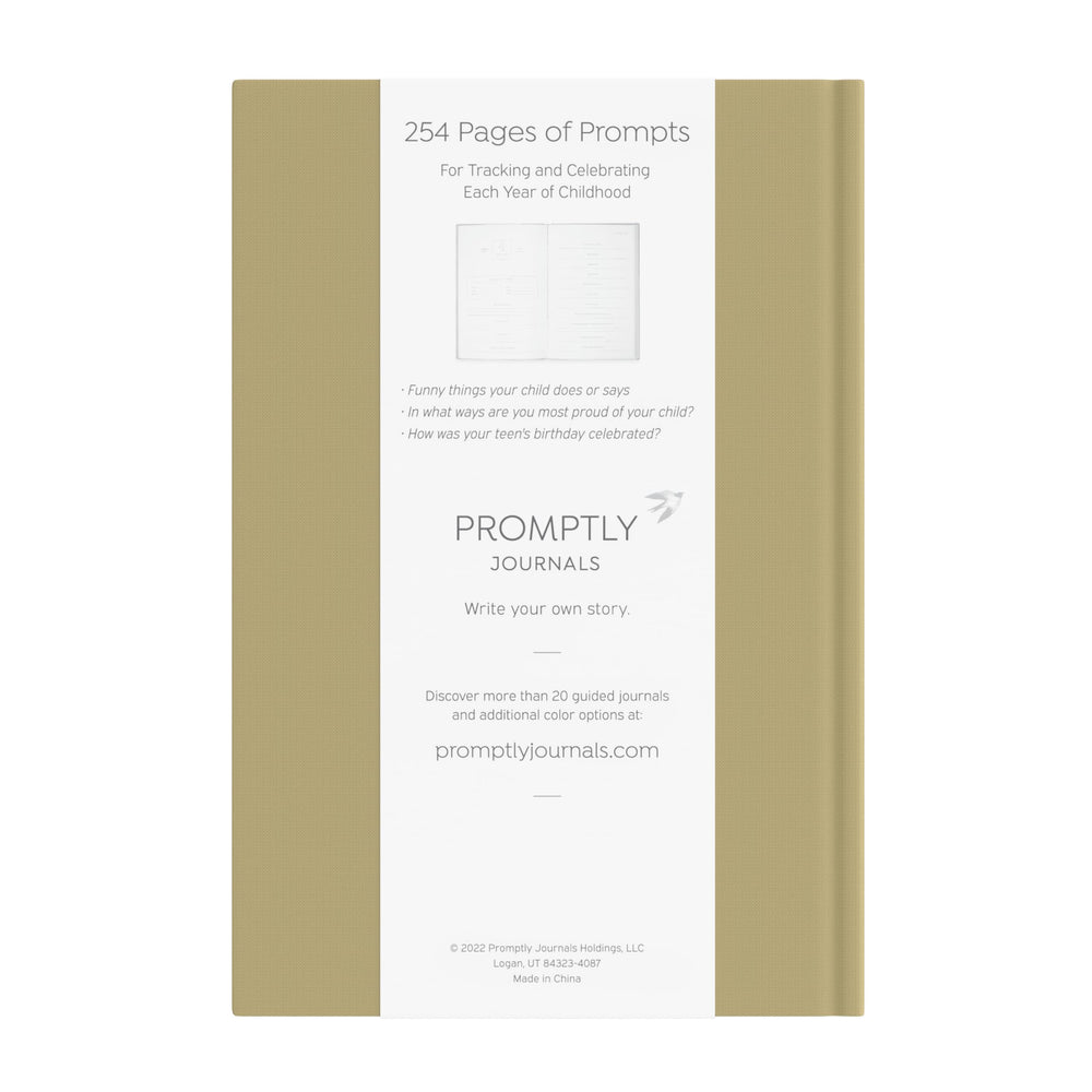 Promptly Journals embossed-linen-cover closeup highlights premium keepsake quality.