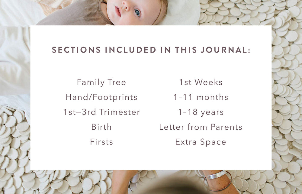 Promptly Journals family milestones layout highlights key moments from pregnancy onward.