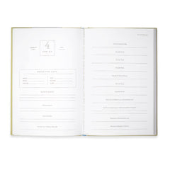 Promptly Journals hardcover in sage-green spine communicates long-lasting family memories.