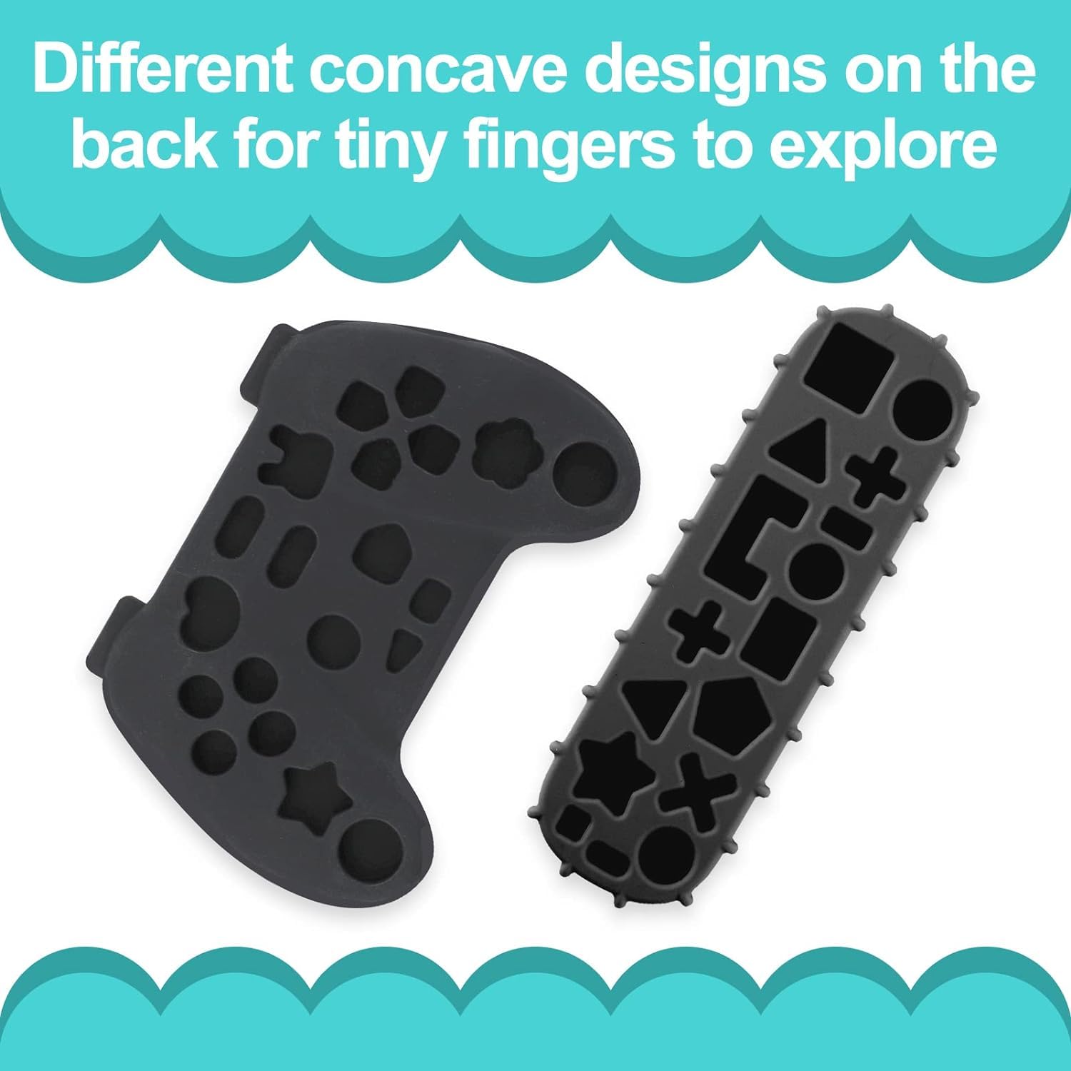 PRONY game controller teether texture details highlight button shapes for tiny fingers.