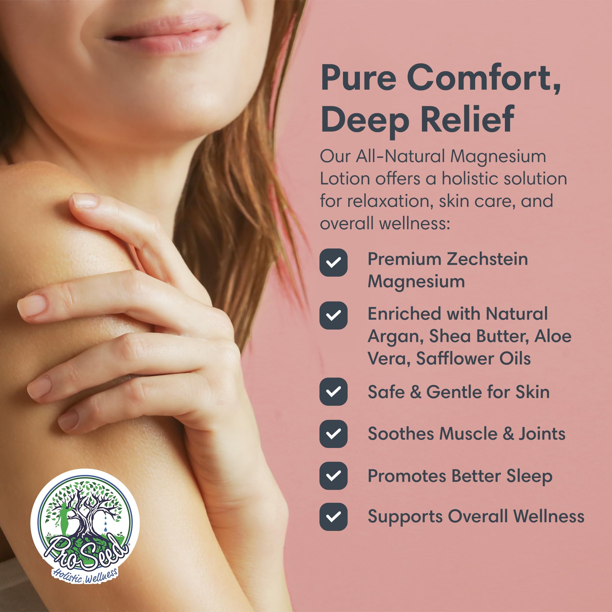 ProSeed Holistic Wellness lavender magnesium lotion ingredients highlight hydrating shea butter and lavender
