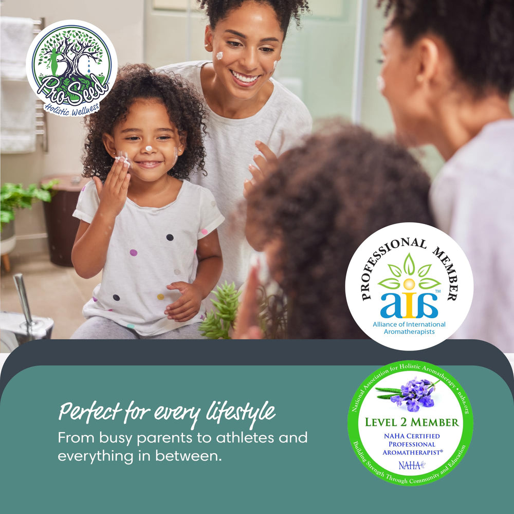 ProSeed Lotion glass packaging highlights sustainable, reusable containers.