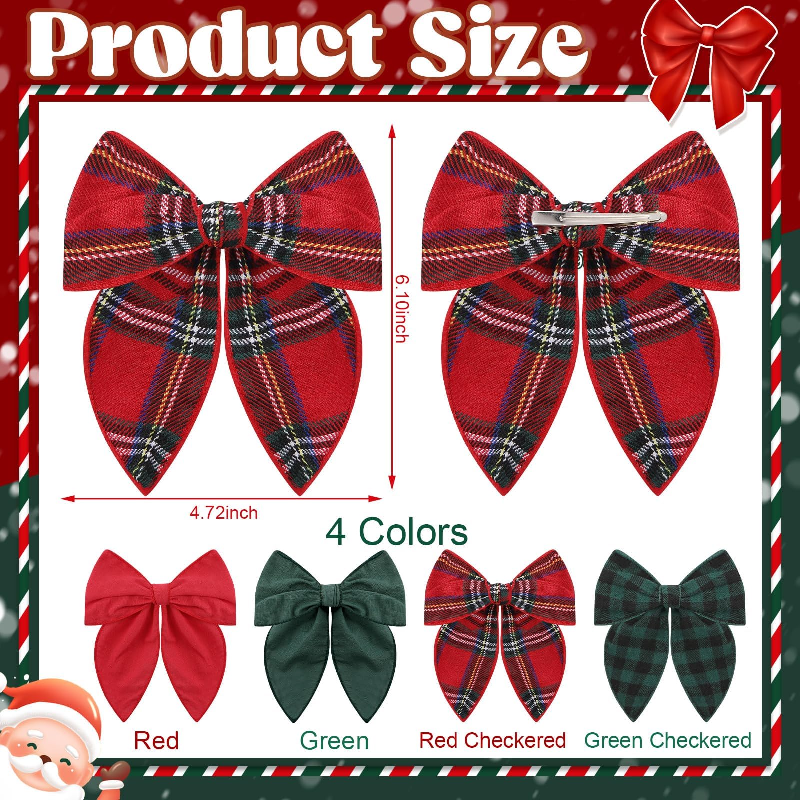 ProSuites green clip Christmas bow contours softly for comfortable all day wear.