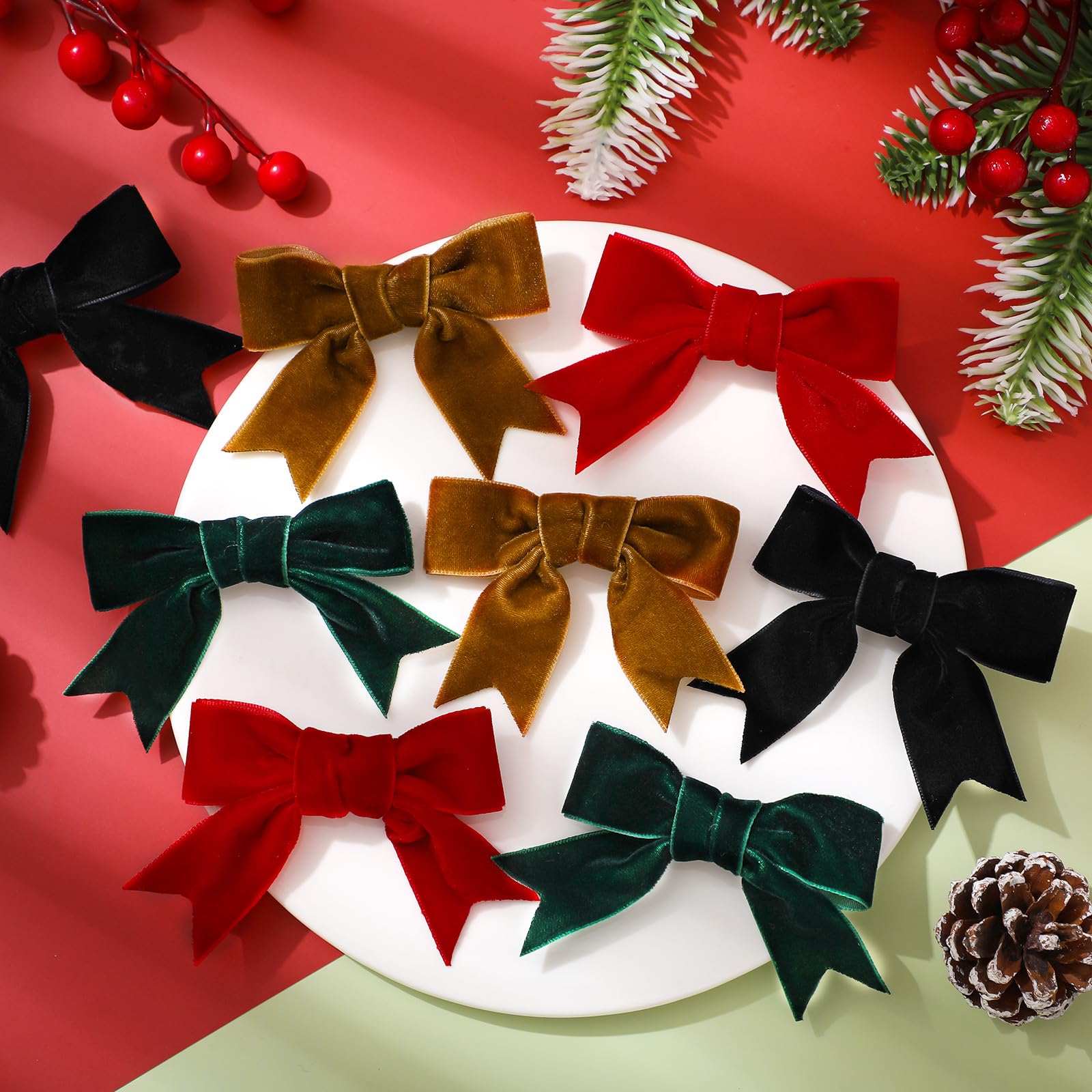 ProSuites velvet bows on hair set demonstrates everyday wear.