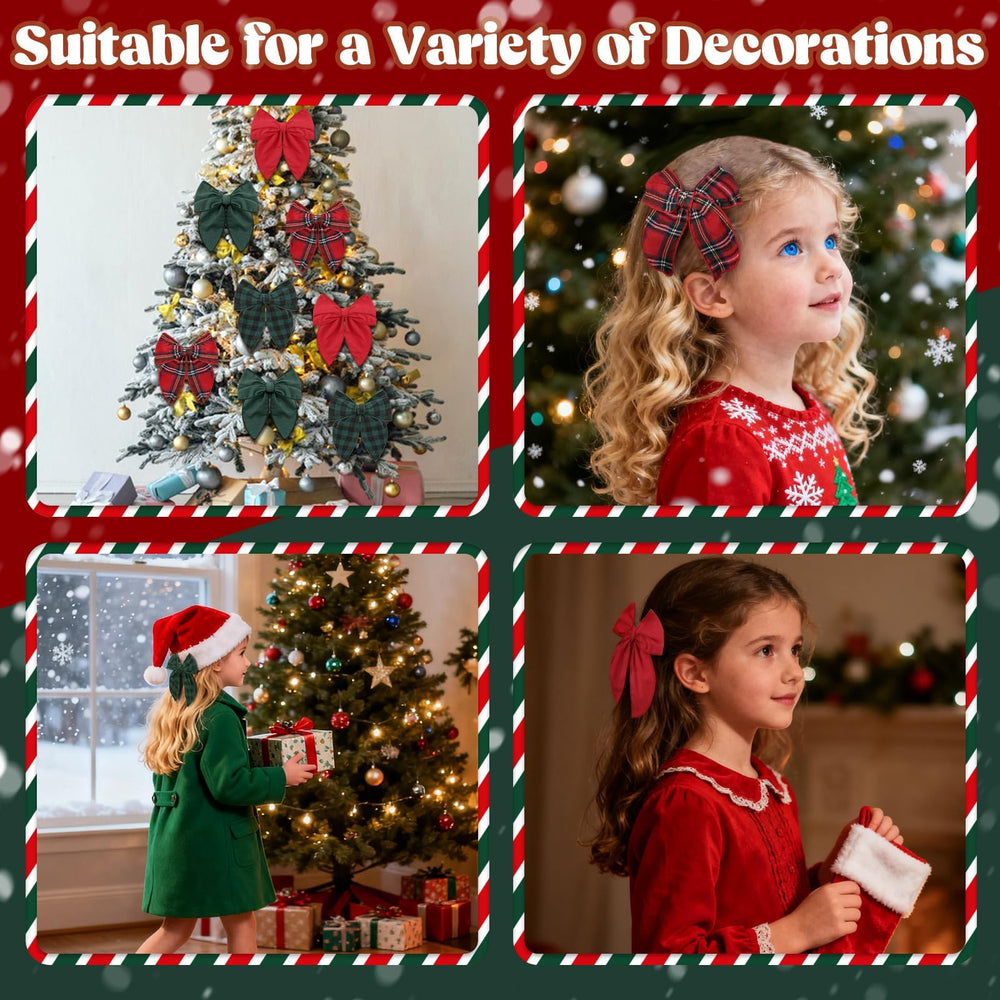 ProSuites red plaid bow shines in holiday photos with festive charm.