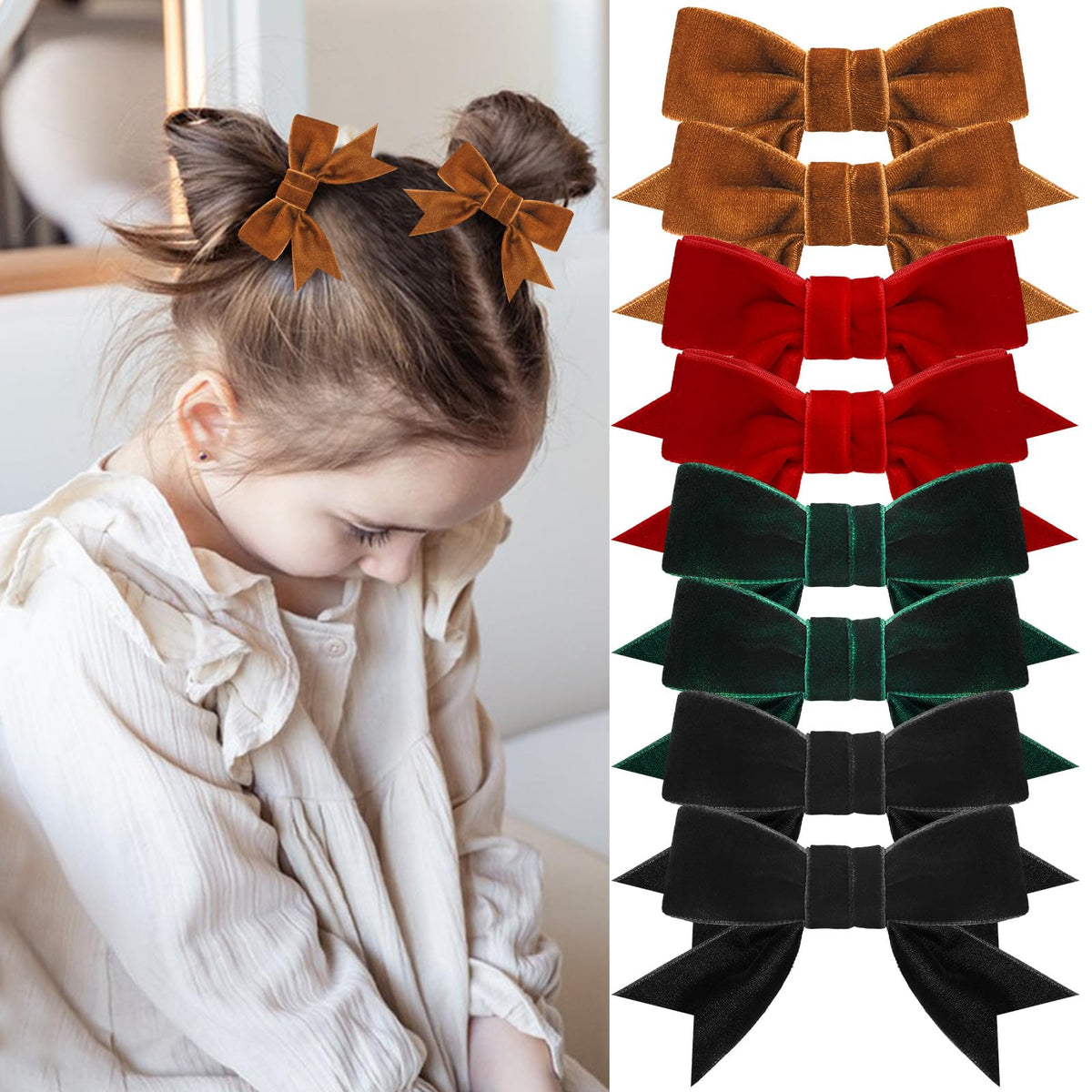 ProSuites red velvet hair bow ready to elevate festive outfits.