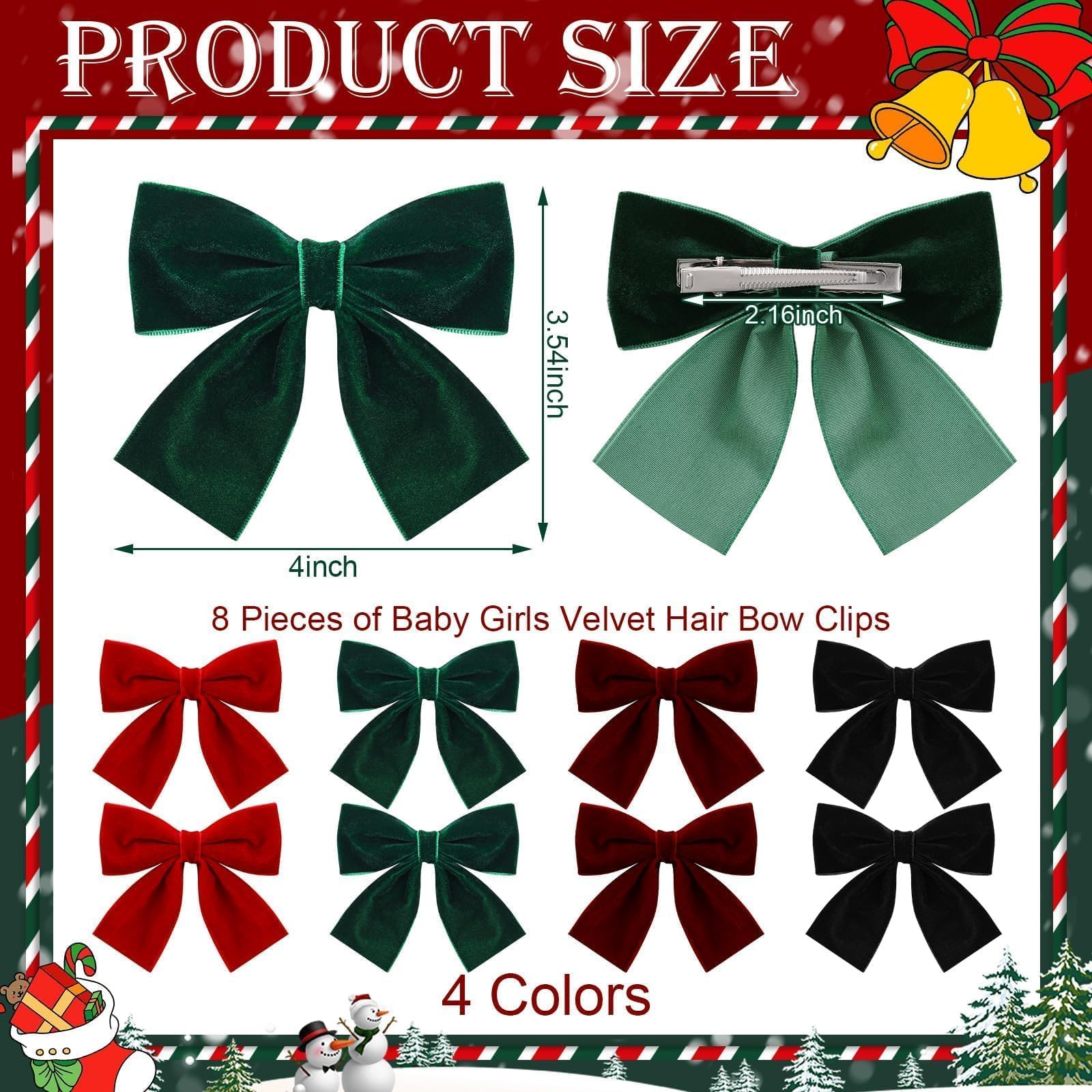 ProSuites velvet green bow with clip ready for holiday outfits.
