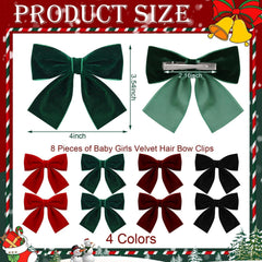 ProSuites velvet green bow with clip ready for holiday outfits.