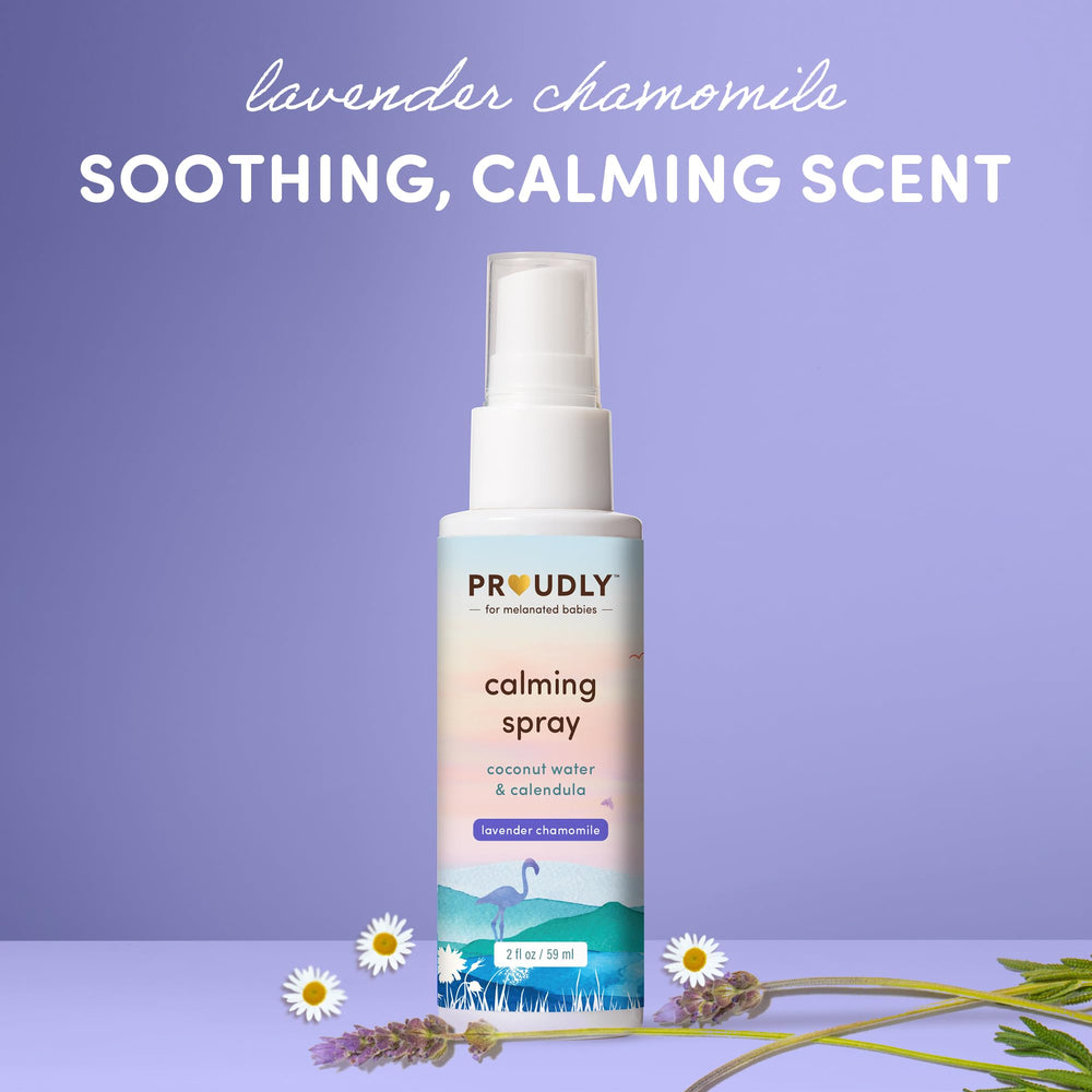 PROUDLY Calming Spray in a bedtime scene supports calm transitions to sleep.