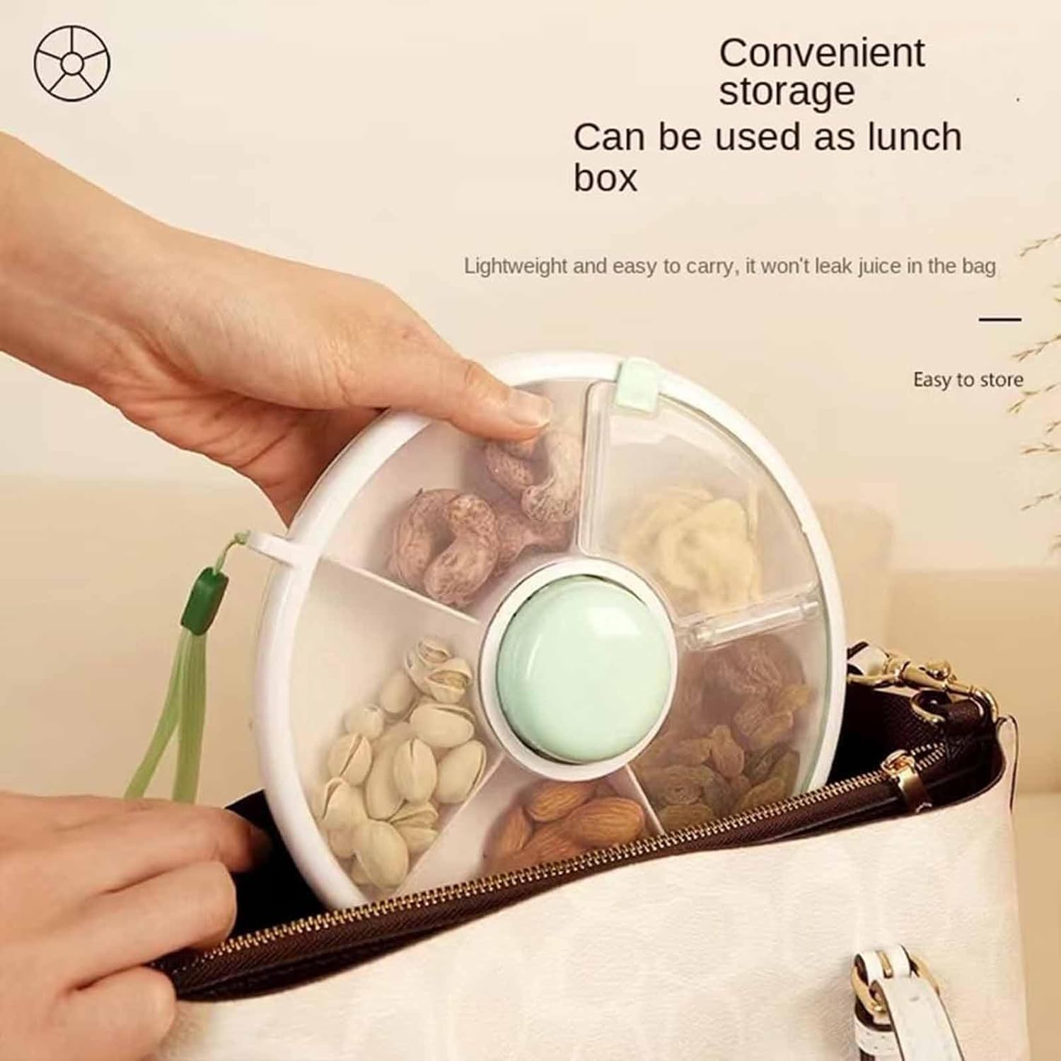 Proudy snack spinner pink in-bag view highlights spill-free transport