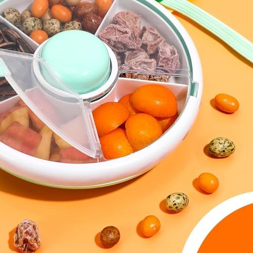 Proudy Snack Spinner rotate button demonstrates interactive design that engages kids during snack time.