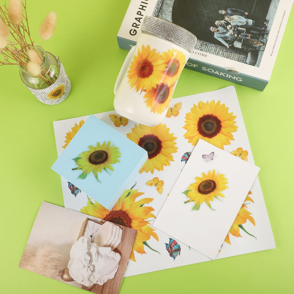 Prudiut sunflowers with butterflies and bees for warm room vibe