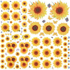 Prudiut sunflower wall sticker pack with four sheets for versatile decor