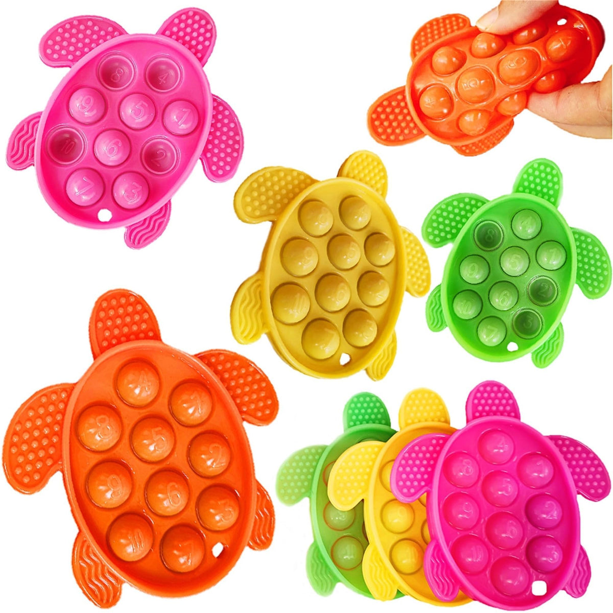 PSDFH 8pack silicone ocean sea turtle teething fidget—colorful chew toys soothe gums