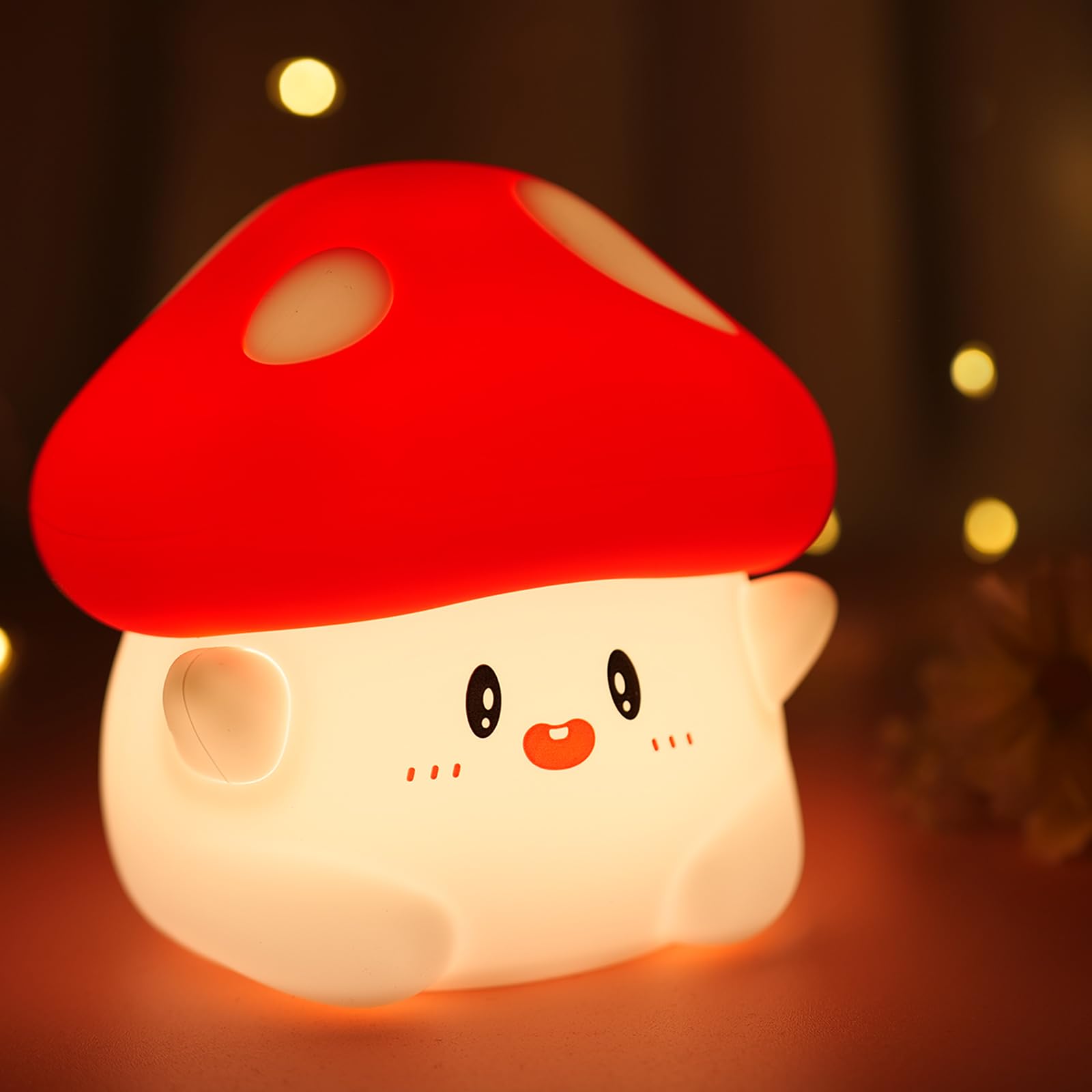 PSDRIQQ Mushroom Night Light silicone-soft surface creates a safe, cozy glow.