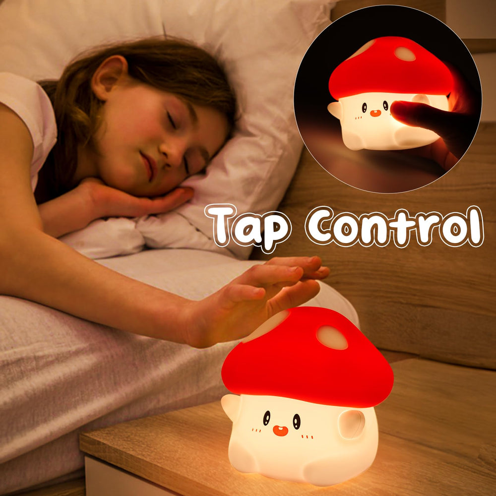 PSDRIQQ Mushroom Night Light tap control lets you switch on with a squeeze.