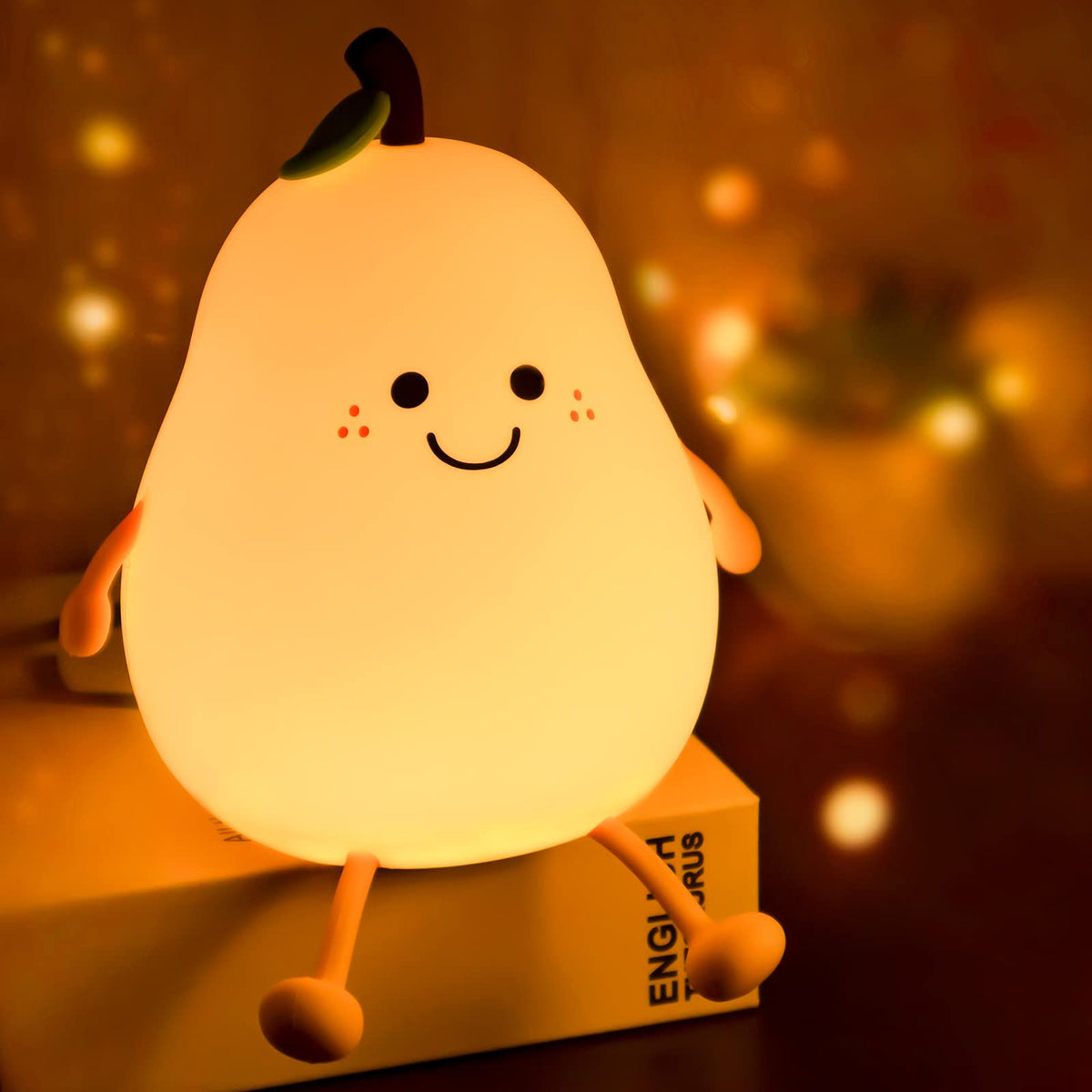PSDriQQ Night Light Pear cute silicone lamp glows softly for cozy bedside ambience.