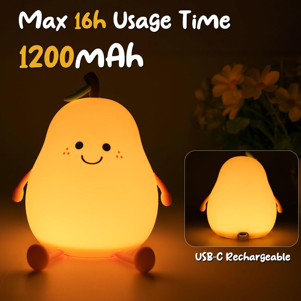PSDriQQ Night Light Pear rechargeable battery eliminates disposable batteries.